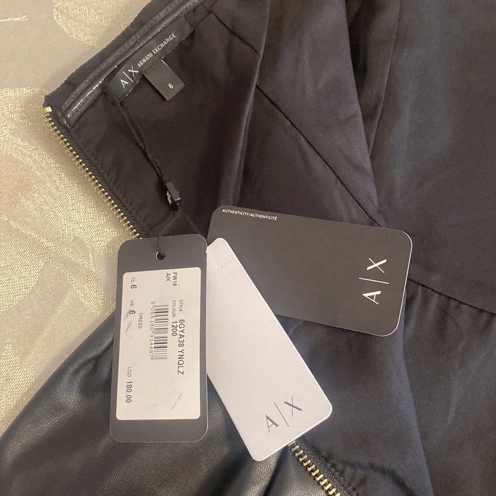 NWT Armani Exchange Black Studded Moto Dress - Picture 3 of 8